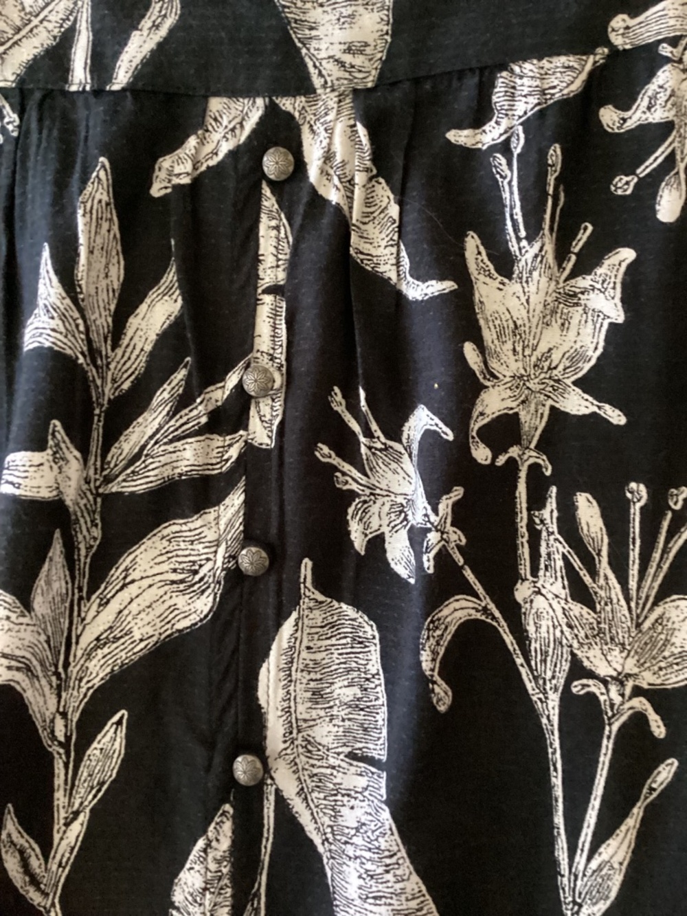 ROXY MAXI BLACK-WHITE TROPICAL PRINT SKIRT SIZE S/P/CH - Picture 5 of 10